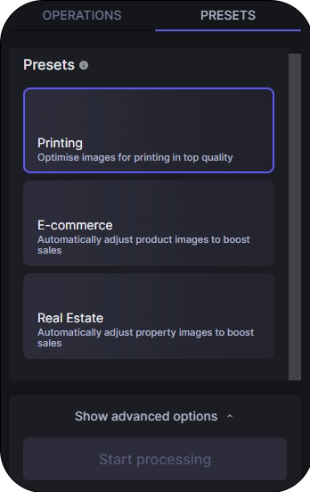  Presets in LetsEnhance 